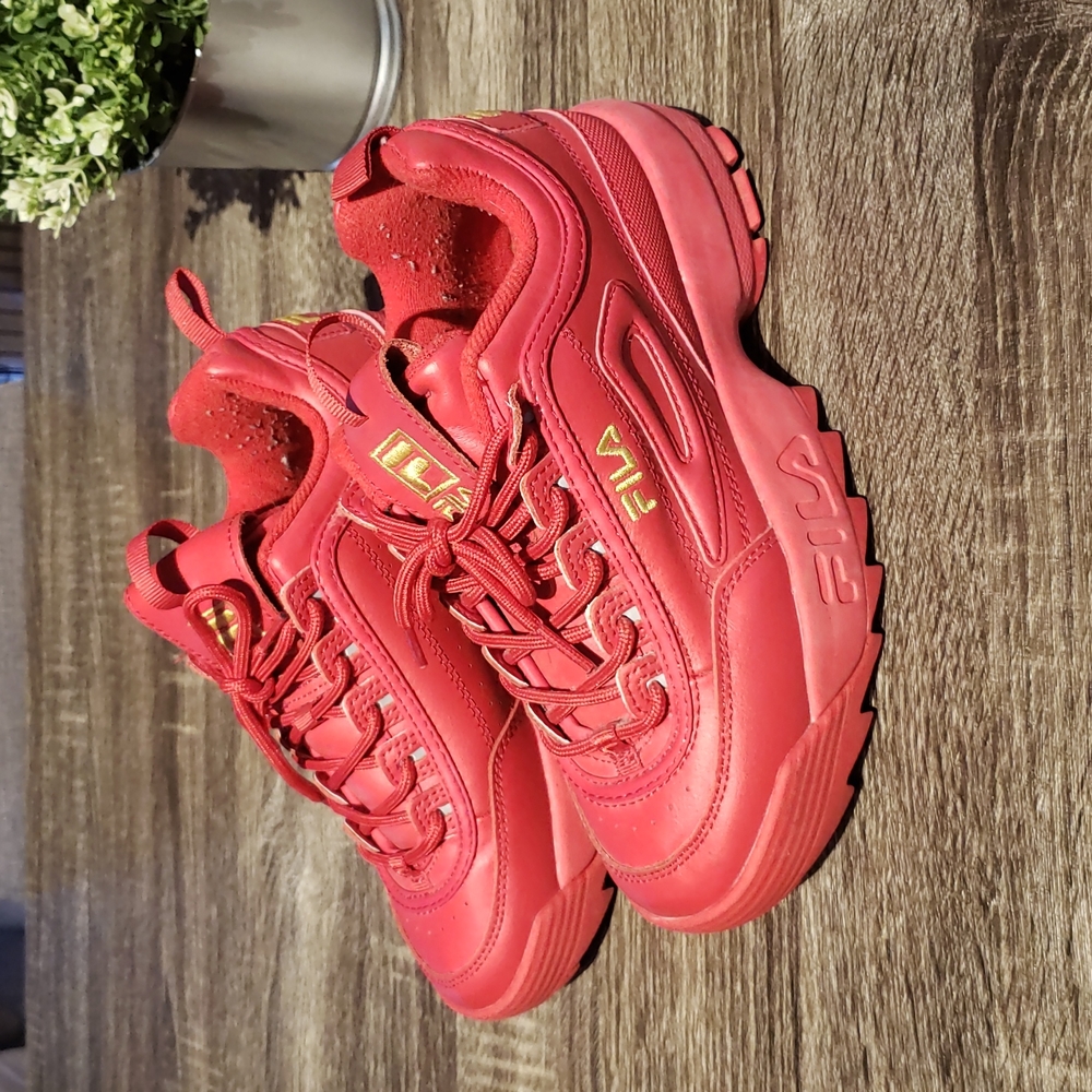Fila Red Disruptor II with Gold Size 6.5 MEN'S